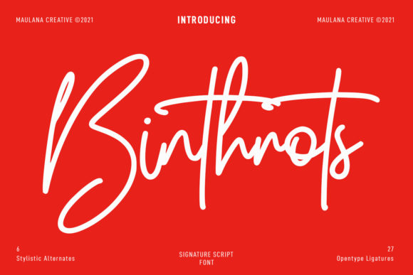 Binthrots Script: A Delicate and Elegant Handwritten Font